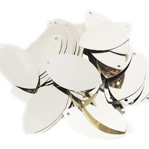 Paillettes paillettes argento lucido metallizzato foglia navetta 1,5" couture - Foto 1 di 2