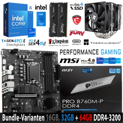 PC Bundle - Intel i5 14600KF MSI PRO B760M-P DDR4 mit 16, 32 + 64GB DDR4-3200MHz - Bild 1 von 4