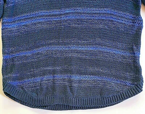 Neu ohne Etikett NY Collection Pullover blau gestreift OpenWeave Jrs L 11 13 100 % Baumwolle Brustumfang 38 - Bild 1 von 2