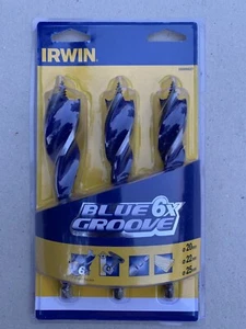 IRWIN 3 Piece Set Of 6X Blue Groove Wood Spade Auger Drills,20,22,25mm, 10506627 - Picture 1 of 7