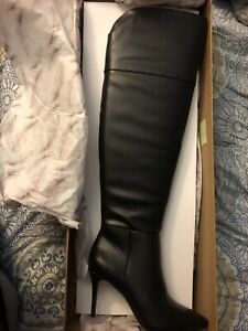 Jessica Simpson Adysen Black Faux Leather Over The Knee Boots Size 8.5 New