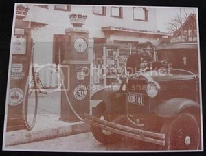 Stanolind Amoco Gas Station Wisconsin Sepia Card Photo Lab Reprint - Picture 1 of 1