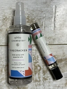 Lot Good Chemistry Firecracker .25 oz Roller Ball + Body Spray 4.25 oz Vegan - Picture 1 of 1