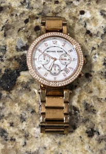 Michael Kors Rose Gold Tone MK5491 Parker Mother of Pearl Dial Women's Watch - Picture 1 of 2