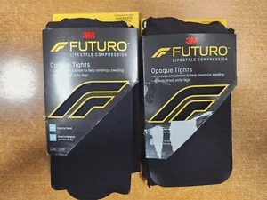 2 Pk: Futuro Lifestyle Moderate Comp. Opaque Tights, Black, WM Medium  AC2782 - Picture 1 of 2