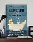 Affiche de savon de bain Golden Retriever and Co laver vos pattes