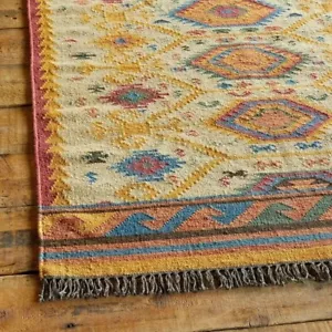 Rug Kilim Wool Jute Runner Hand Woven Vintage Carpet Vintage Oriental Area Rugs - Picture 1 of 7