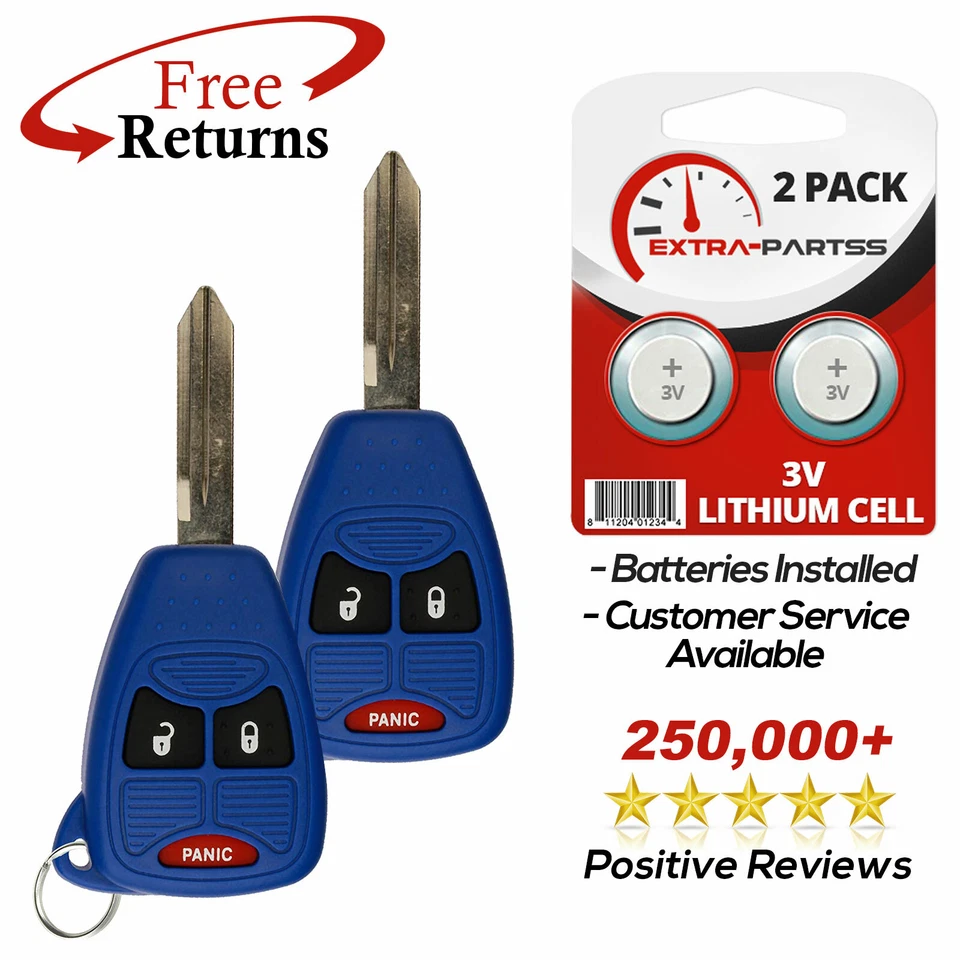 2 Remote Key Fob 3btn Blue for 2004 2005 2006 2007 Dodge Grand Caravan Foto 1 de 1
