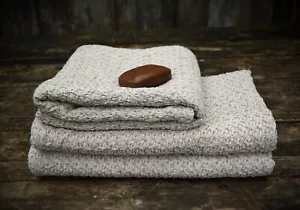 Asciugamano da bagno in lino naturale, asciugamano per capelli mano corpo lenzuolo da bagno ammorbidito LINO ECO - Foto 1 di 12