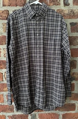 Burberry London Mens Nova Check Button Down Shirt Black White Large MADE IN USA - Image 1 of 4
