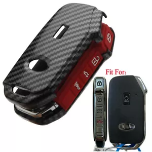 Fit KIA K5 Telluride Sorento 5 Button Carbon Fiber Hard ABS Key Fob Case Cover - Picture 1 of 11