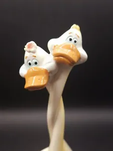 Vintage Resin Love Birds Valentine Heart Long Neck Hugging Ducks Couple  9” Tall - Picture 1 of 9