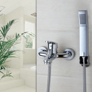 Bathroom Chrome Hand Shower Faucet Set Bathtub Hand Spray Wall Mounted Mixer Tap - Picture 1 of 8