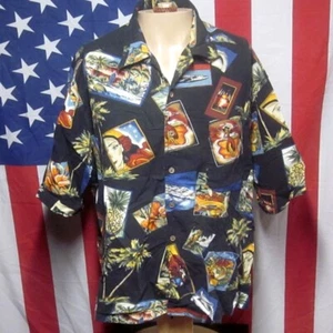 OPCIONES BÁSICAS camisa tropical hawaiana XL abotonada Hula Niñas estampado puesta de sol - Imagen 1 de 4