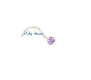 18ct White Gold Natural Amethyst 2mm nose stud ring pin bone body jewellery - Picture 1 of 6