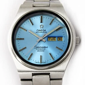 Vintage Omega Seamaster Cosmic 2000 D/D 38mm Sunburst Blue Dial Watch C. 1975 - Picture 1 of 24