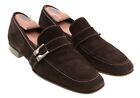 Pal Zileri Made in ITALY Brown Suede Leather Full Strap Buckle Loafers Shoes 8