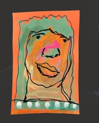 Pintura de retrato de mujer ingenuo forastero 4x6 divertido arte de pared perlas April Fool Foto 1 de 4