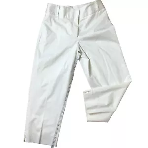 Weiße Baumwollmischung Caprihose Damen Knöchelschlitz gefüttert Leistentaschen hinten 6 neu ohne Etikett - Bild 1 von 7