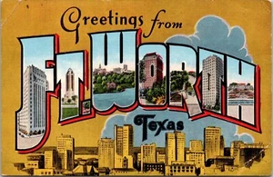 Greetings from Ft Worth Texas Vintage Postcard Divided Back - Picture 1 of 2
