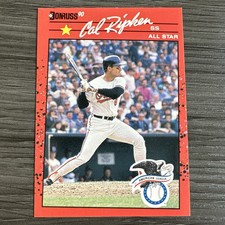 1990 Donruss - DOUBLE ERROR- RMLP above Stats- Tilted Print #676 Cal Ripken 1
