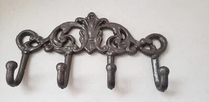 Viktorianische Wandhalterung Mantel oder Handtuch Haken vier Haken Metall 12 x 6 Zoll Stein - Bild 1 von 5