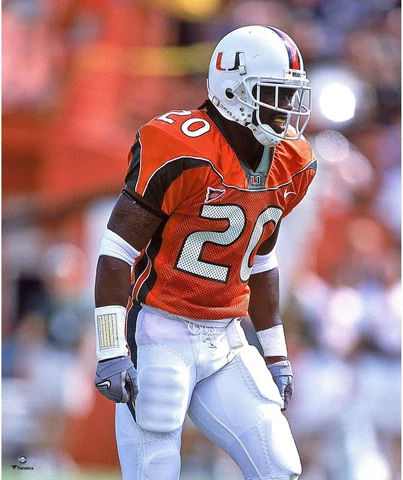 Ed Reed Miami Hurricanes Unsigned Defensive Stance Photograph Cover
