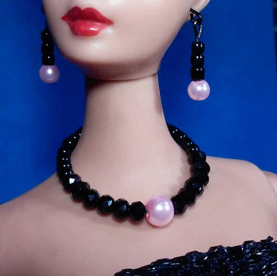 Dreamz PINK PEARL & BLACK NECKLACE ERs Solo In Spotlight Jewelry for 11.5" doll