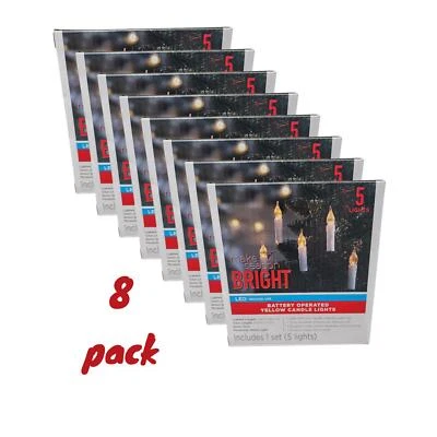 LED Candle String Lights 5 ct x 8 (40 lights total) Battery Operated Indoor Use - Image 1 of 4