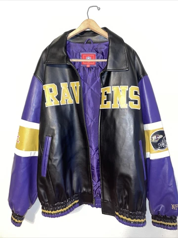 Baltimore Ravens Leather Bomber Jacket G-III NFL Men's Size XXL Football Cover