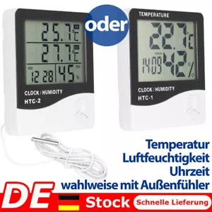 LCD Feuchtigkeitsmesser Thermometer Hygrometer Innen Außentemperatur Alarm Timer - Bild 1 von 15