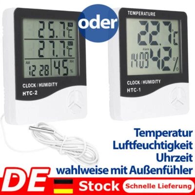 Digital Wetterstation Thermometer mit Außensensor LCD Innen Außen Thermometer DE - Bild 1 von 4