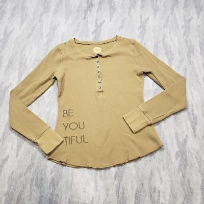 Life Is Good Top Womens Small Green Thermal Long Sleeve Half Button Beautiful - Image 1 of 4