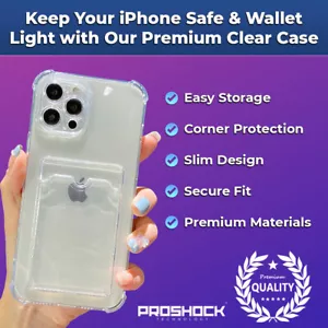 #1 NEW Clear Shockproof Bumper Wallet Case Cover For iPhone 14 13 12 11 Pro MAX - Picture 1 of 6