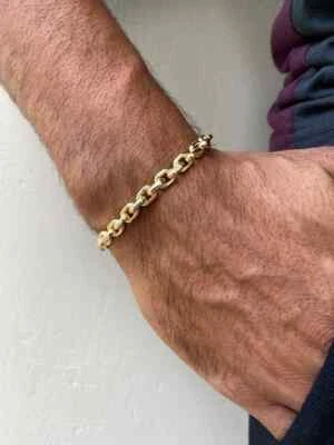 Brazalete brazalete brazalete de oro amarillo macizo de 22 quilates de oro real para hombre 30 gramos de ancho 5 mm Foto 1 de 4