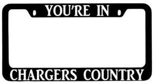 You're In Chargers Country Black METAL License Plate Frame Auto Accessory - Bild 1 von 1