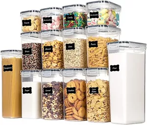 14 Pcs Airtight Food Storage Container W Lids for Flour, Sugar, Cereal, Dry Food - Picture 1 of 9