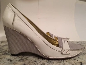 Jessica Bennett Jfame Vintage Pumps Wedge Heels Leather White 9.5 M - Picture 1 of 12