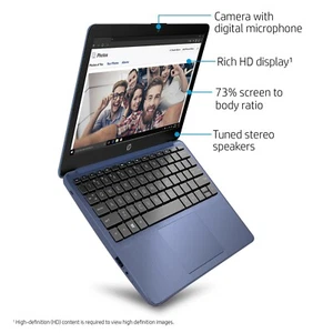 HP Stream 11.6"Celeron, 4GB RAM, 64GB, Windows 10 11- Royal Blue/ Free Shipping - Picture 1 of 7