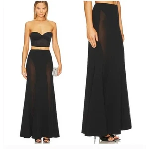 Maxi Falda NBD Revolve Nueva Con Etiquetas Talla M Negra Giselle Panel Transparente Línea A - Imagen 1 de 8