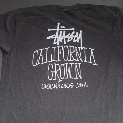 Stussy Men's Short Sleeve T-Shirt Size XL California Grown Iron Color Laguna USA - Image 1 of 4