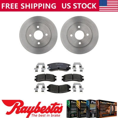 Rotores de freno traseros + pastillas de freno de cerámica y herrajes para Saturn SC 1991-1992 Foto 1 de 4