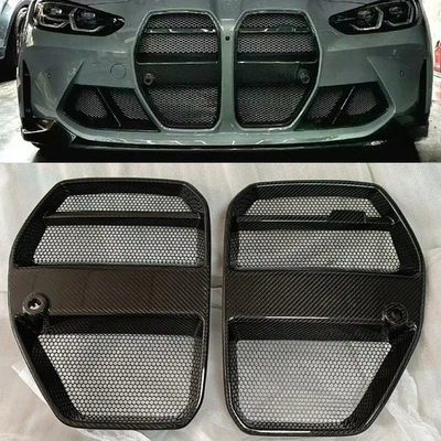 Real Carbon Fiber V Style Nose Grill Grille for 2021-2025 BMW M3 G80 M4 G82 G83 - Image 1 of 4