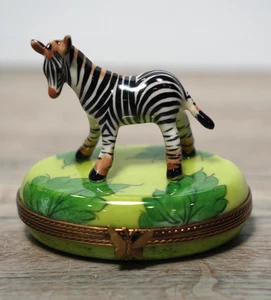 Limoges France Trinket Box Zebra Rare - African Animals Peint Main - Picture 1 of 6