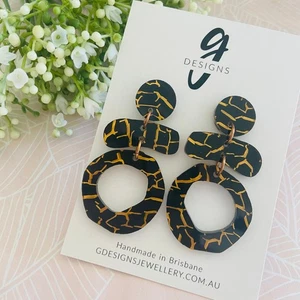 Statement Earrings - Acrylic - Trios - PATTERENED - You Choose Colour - Bild 1 von 7
