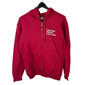 Sudadera con Capucha Para Hombres Y2K Carnegie Mellon University Cremallera Completa Roja Universitaria Talla M - Imagen 1 de 8