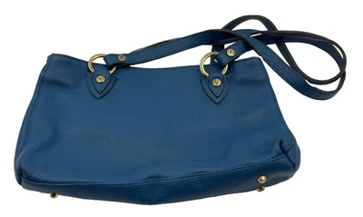 Valentina Blue Leather Shoulder Bag - 12" x 9" - Italy - Image 1 of 4