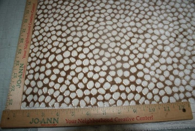Tan Brown White Dots Cut Velvet Home Decor Fabric Upholstery 22" x 58W Fast Ship - Image 1 of 4