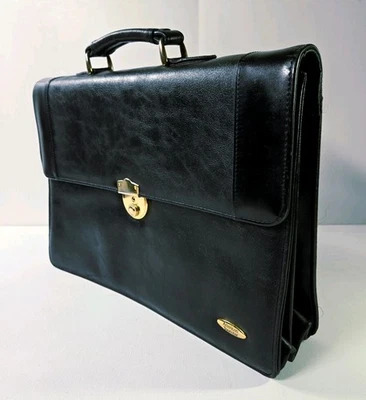 American Tourister Black Documents Briefcase 15 X 10 Inch Carry Handle Bag Lock - Image 1 of 4