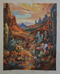 Zion & Succulents Flowers completed Paint by Number Canvas 16 X 20 Unframed - Picture 1 of 8